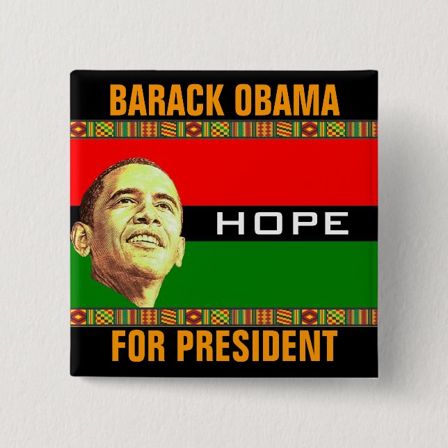 Badge Carré 5 Cm Espoir de Barack Obama (Devant)