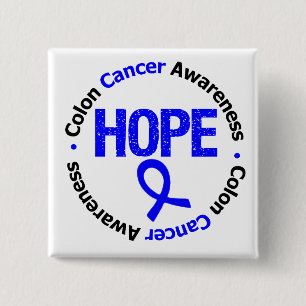 Badge Carré 5 Cm Espoir de cancer du colon
