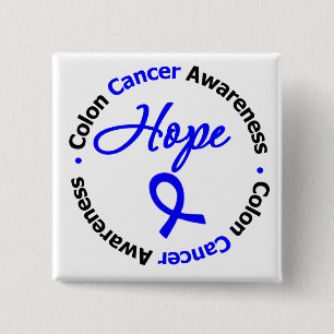 Badge Carré 5 Cm Espoir de cancer du colon