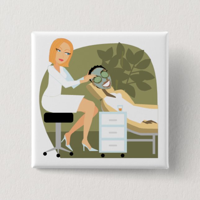Badge Carré 5 Cm Esthetician de bouton (Devant)