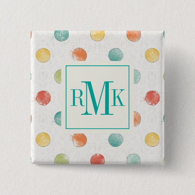 Badge Carré 5 Cm Étape réfléchie de papillons du monogramme | (Devant)