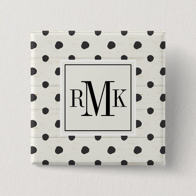 Badge Carré 5 Cm Étape simple trois de signes du monogramme | (Devant)