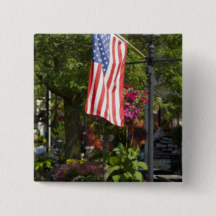 Badge Carré 5 Cm États-Unis, New York, Lewiston. Drapeau américain 