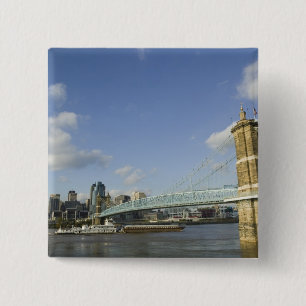 Badge Carré 5 Cm États-Unis, Ohio, Cincinnati : Roebling Suspension