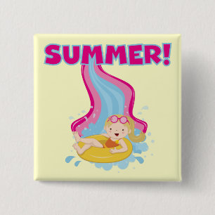Badge Carré 5 Cm Été blond de fille