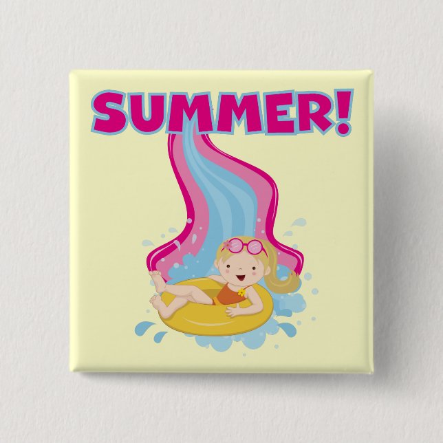 Badge Carré 5 Cm Été blond de fille (Devant)