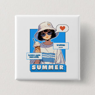 Badge Carré 5 Cm Été Scoop Bliss