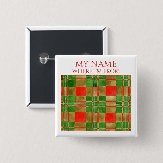 Badge Carré 5 Cm Étiquette carrée MAC GREGOR TARTAN Épingle Bouton (Devant & derrière)