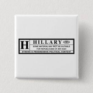 Badge Carré 5 Cm Étiquette d'avertissement Hillary Clinton