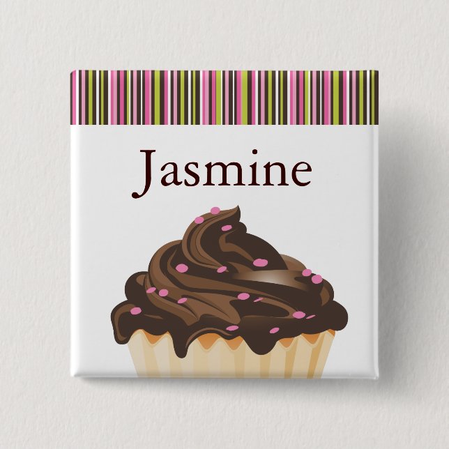 BADGE CARRÉ 5 CM ÉTIQUETTE LUNATIQUE DE NOM DE PETIT GÂTEAU DE (Devant)