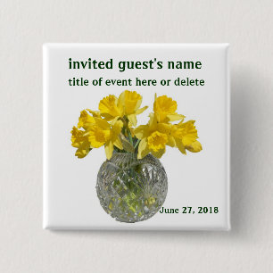 Badge Carré 5 Cm Étiquette nommée de fleurs jaunes