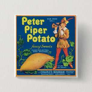 Badge Carré 5 Cm Étiquette vintage de produit alimentaire de patat