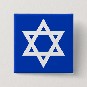 Badge Carré 5 Cm Étoile blanche et bleue de David
