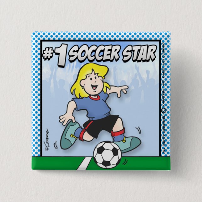 Badge Carré 5 Cm Étoile de football (Devant)