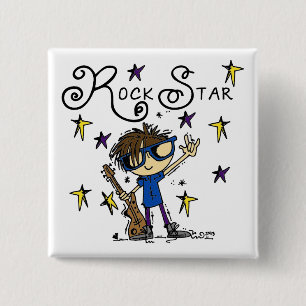 Badge Carré 5 Cm Étoile rock Brunette