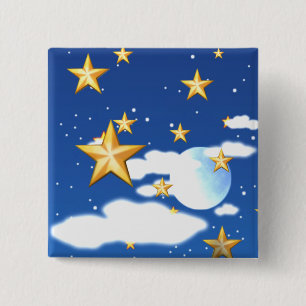 Badge Carré 5 Cm Etoiles d'or -