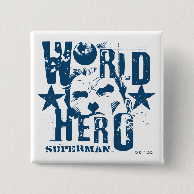 Badge Carré 5 Cm Étoiles du héros mondial (Devant)