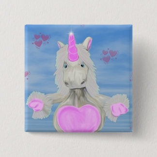 Badge Carré 5 Cm Étreinte de licorne