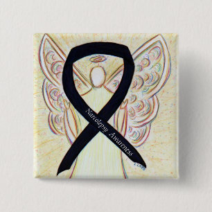 Badge Carré 5 Cm Étrocolepsie de sensibilisation Angle noir Ruban