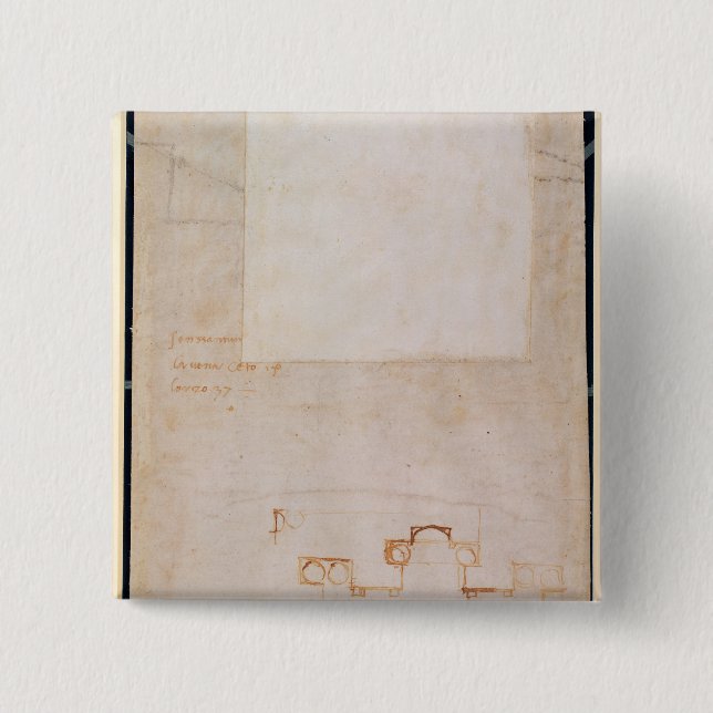 Badge Carré 5 Cm Étude architecturale avec des notes (Devant)