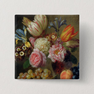 Badge Carré 5 Cm Étude de fleur