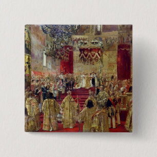 Badge Carré 5 Cm Étude pour le couronnement du tsar Nicholas II