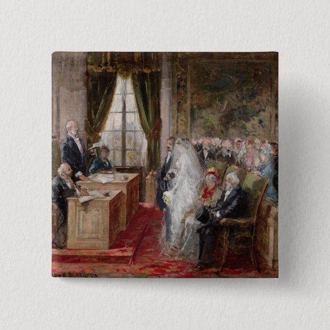 Badge Carré 5 Cm Étude pour le mariage civil (Devant)