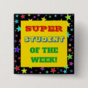 Badge Carré 5 Cm "ÉTUDIANT SUPERBE audacieux de la SEMAINE !"