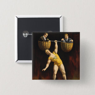 Badge Carré 5 Cm Eugen Sandow Le haltérophile de music-hall Eugen S