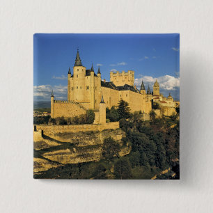 Badge Carré 5 Cm Europe, Espagne, Ségovie. L'imposant Alcazar.