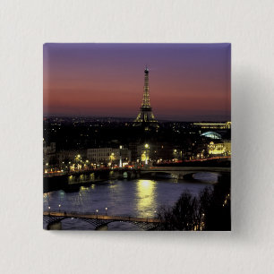 Badge Carré 5 Cm Europe, France, Paris, Vue du coucher de soleil su