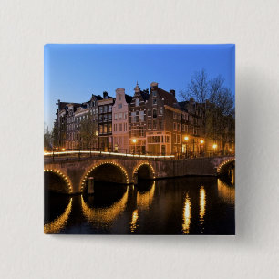 Badge Carré 5 Cm Europe, Pays-Bas, Hollande, Amsterdam,