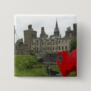 Badge Carré 5 Cm Europe, Pays de Galles, Cardiff. Château de Cardi