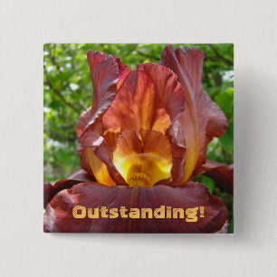 Badge Carré 5 Cm Exceptionnel! bouton Fleurs d'Iris Professeurs d'é