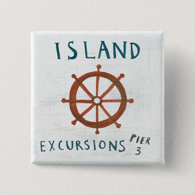 Badge Carré 5 Cm Excursions côtières d'île de l'art | (Devant)
