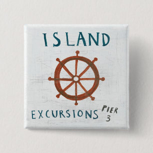 Badge Carré 5 Cm Excursions côtières d'île de l'art  
