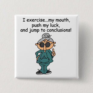 Badge Carré 5 Cm Exercice, poussée, humour de saut