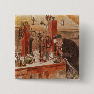 Badge Carré 5 Cm Expérimentation de Louis Pasteur