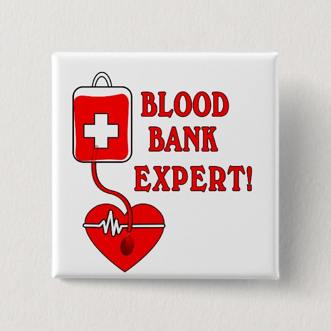BADGE CARRÉ 5 CM EXPERT EN MATIÈRE DE BANQUE DU SANG (Devant)