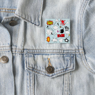 Badge Carré 5 Cm Explosion de bande dessinée rétro Pop Art