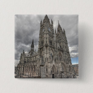 Badge Carré 5 Cm Extérieur de la Basilique à Quito, Équateur