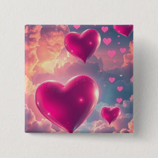 Badge Carré 5 Cm Fabian AMOUR AMOUR AMOUR Bouton 