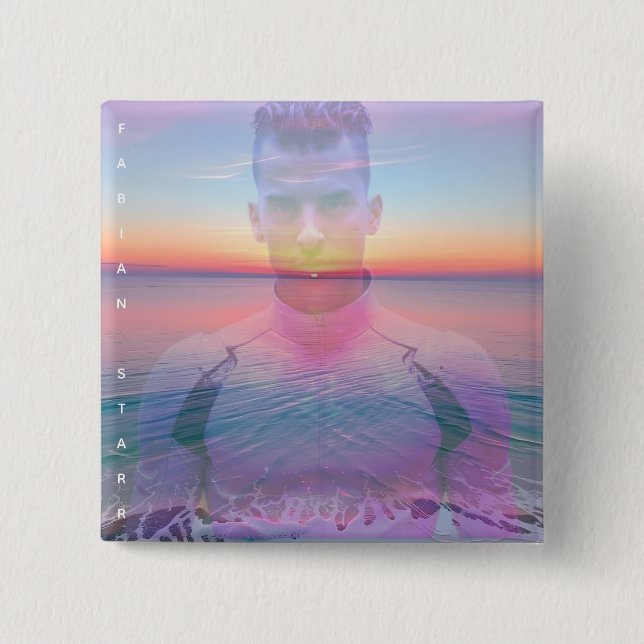 Badge Carré 5 Cm Fabian Starr Digital Love Fan Bouton (Devant)