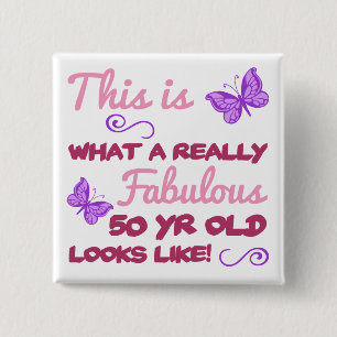 Badge Carré 5 Cm Fabuleux 50e anniversaire