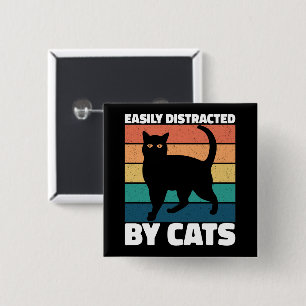 Badge Carré 5 Cm Facilement Distrait Par Chats Cute Kitten Chat Pro