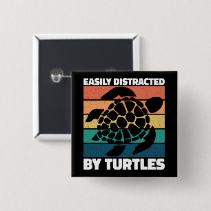 Badge Carré 5 Cm Facilement Distrait Par Les Tortues Cool Animal Me