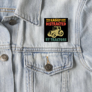 Badge Carré 5 Cm Facilement Distrait Par Les Tracteurs