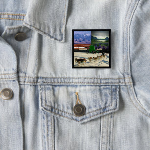 Badge Carré 5 Cm Fairbanks Alaska Photo Collage Pinback