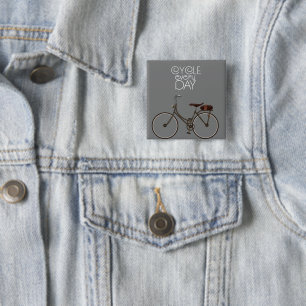 Badge Carré 5 Cm Faire du vélo tous les jours.