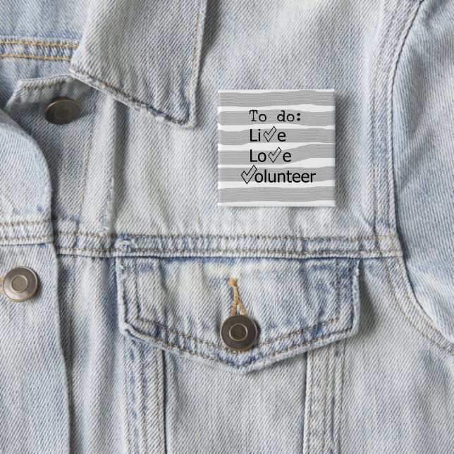 Badge Carré 5 Cm faire vivre, aimer, bénévole (En situation)